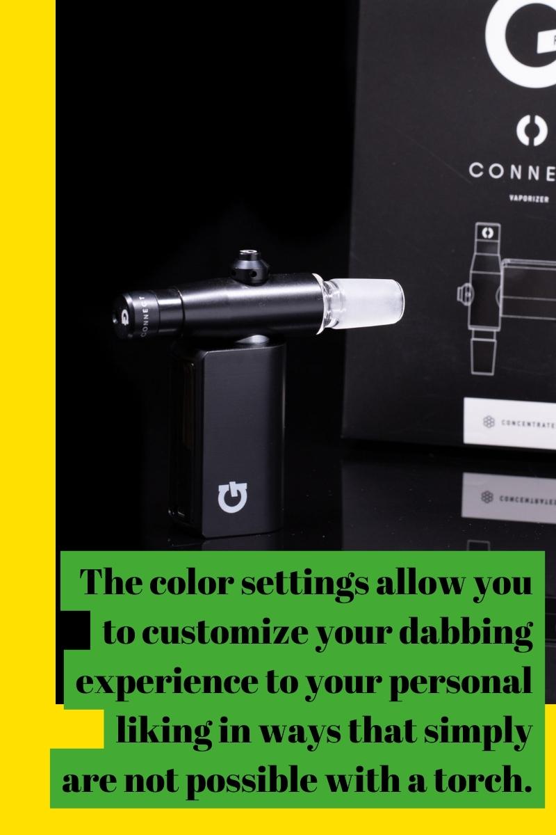 The color settings allow you to customize your dabbing experience to your personal liking in ways that simply are not possible with a torch.
