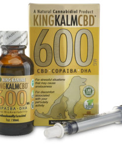 King Calm 600 mg CBD pet tincture with box and syringe