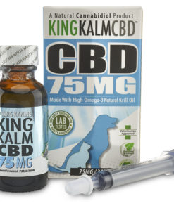 King Calm 75 mg CBD pet tincture with box and syringe